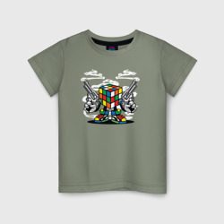 Детская футболка хлопок Кубик Рубика с пистолетами