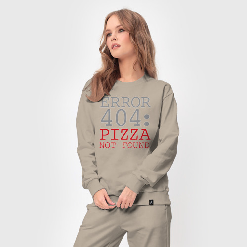 Женский костюм хлопок с принтом Пицца не найдена, вид сбоку #3
