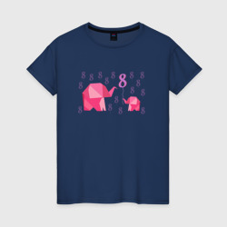 Мама слониха  и дочка слоненок в праздник 8 марта – Женская футболка хлопок с принтом купить со скидкой в -20%
