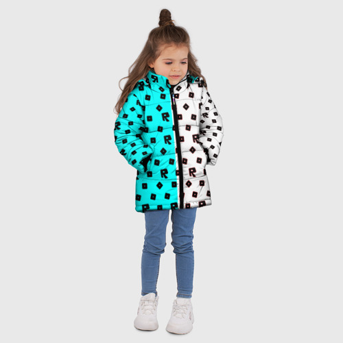 Зимняя куртка для девочек 3D с принтом Roblox pattern logo mobile, вид сбоку #3