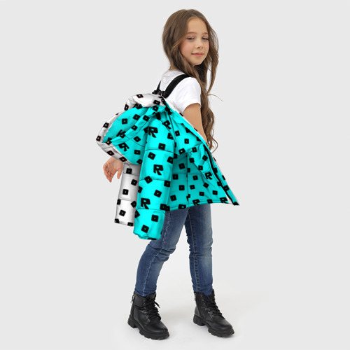 Зимняя куртка для девочек 3D с принтом Roblox pattern logo mobile, фото #4