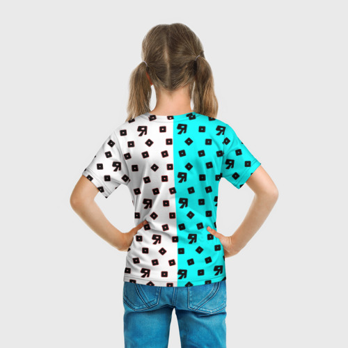 Детская футболка 3D с принтом Roblox pattern logo mobile, вид сзади #2