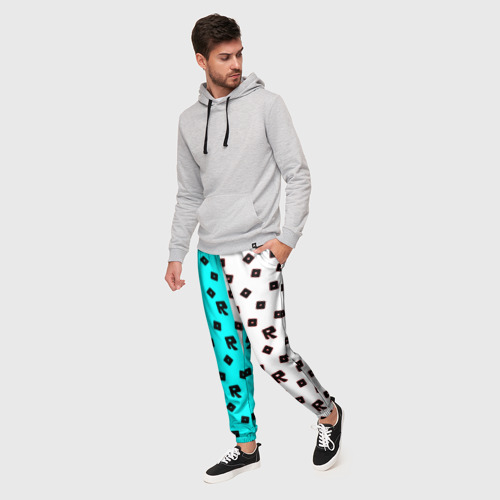 Мужские брюки 3D с принтом Roblox pattern logo mobile, фото на моделе #1