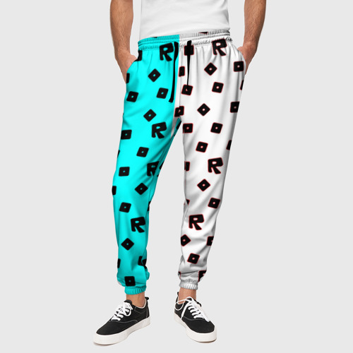 Мужские брюки 3D с принтом Roblox pattern logo mobile, вид сбоку #3