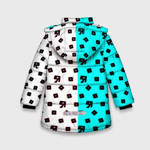 Зимняя куртка для девочек 3D с принтом Roblox pattern logo mobile, вид сзади #1
