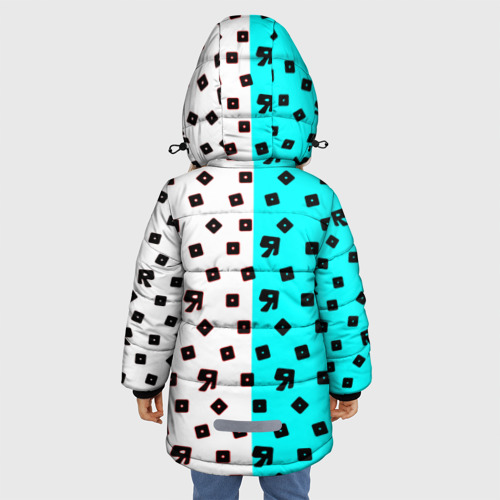 Зимняя куртка для девочек 3D с принтом Roblox pattern logo mobile, вид сзади #2
