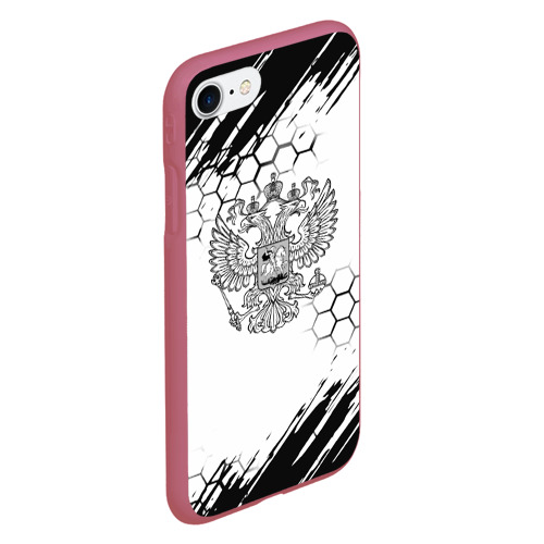 Чехол для iPhone 7/8 матовый с принтом Россия будущего герб, вид сбоку #3