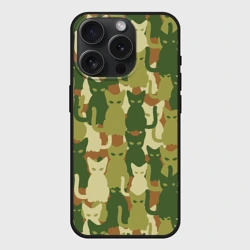 Чехол силиконовый для Apple iPhone 15 Pro матовый Котята - камуфляж