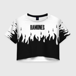 Женская футболка Crop-top 3D Ramones fire black rock