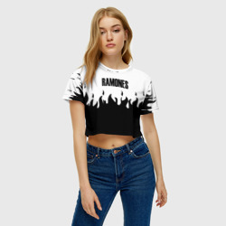 Женская футболка Crop-top 3D Ramones fire black rock - фото 2