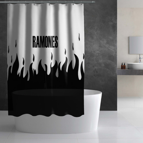 Штора 3D для ванной Ramones fire black rock - фото 3
