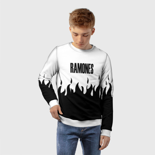 Детский свитшот 3D Ramones fire black rock, цвет 3D печать - фото 3