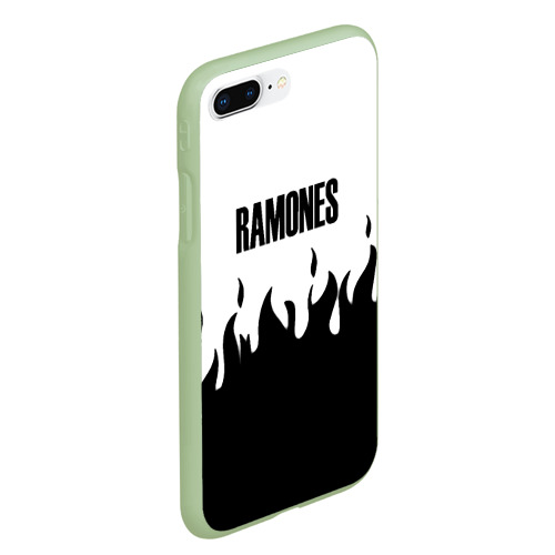 Чехол для iPhone 7Plus/8 Plus матовый Ramones fire black rock, цвет салатовый - фото 3