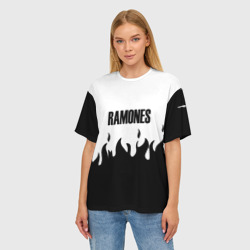 Женская футболка oversize 3D Ramones fire black rock - фото 2