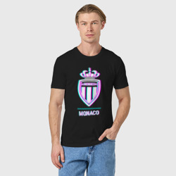 Мужская футболка хлопок Monaco FC в стиле glitch - фото 2