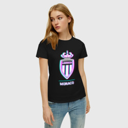 Женская футболка хлопок Monaco FC в стиле glitch - фото 2