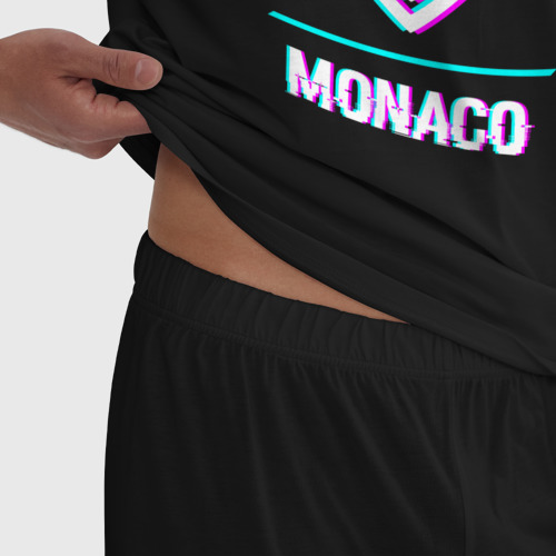 Мужская пижама хлопок Monaco FC в стиле glitch, цвет черный - фото 6