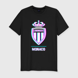 Мужская футболка хлопок Slim Monaco FC в стиле glitch