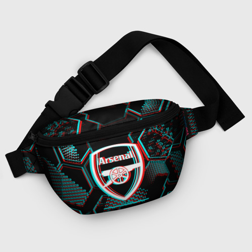 Поясная сумка 3D Arsenal FC в стиле glitch на темном фоне - фото 6