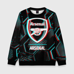 Детский свитшот 3D Arsenal FC в стиле glitch на темном фоне