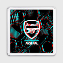 Магнит 55*55 Arsenal FC в стиле glitch на темном фоне