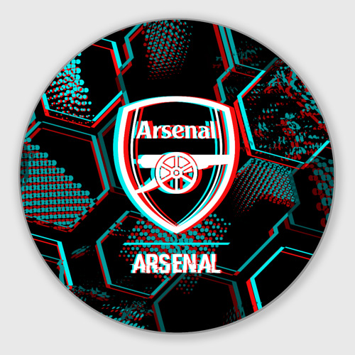 Круглый коврик для мышки Arsenal FC в стиле glitch на темном фоне