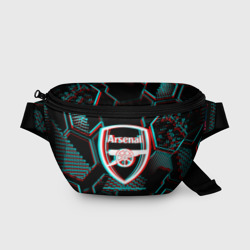 Поясная сумка 3D Arsenal FC в стиле glitch на темном фоне