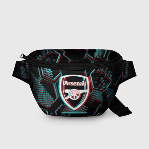 Поясная сумка 3D Arsenal FC в стиле glitch на темном фоне