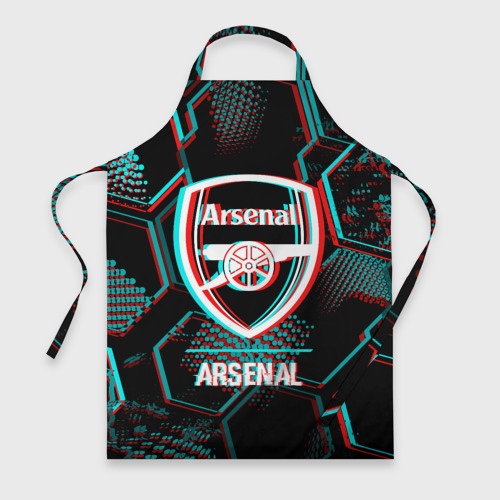 Фартук 3D Arsenal FC в стиле glitch на темном фоне