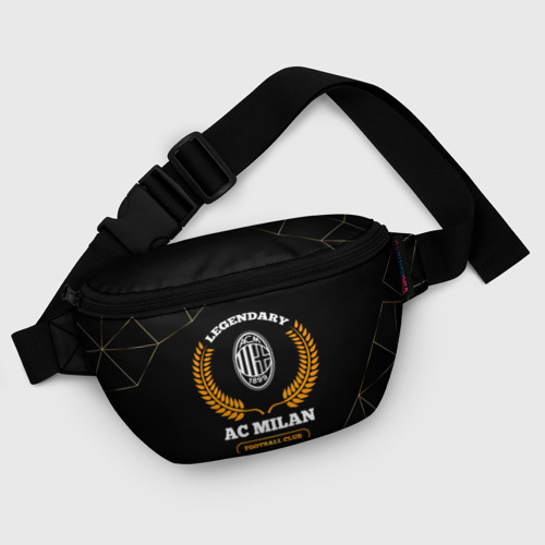 Поясная сумка 3D Лого AC Milan и надпись legendary football club на темном фоне - фото 6