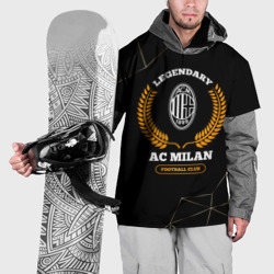 Накидка на куртку 3D Лого AC Milan и надпись legendary football club на темном фоне