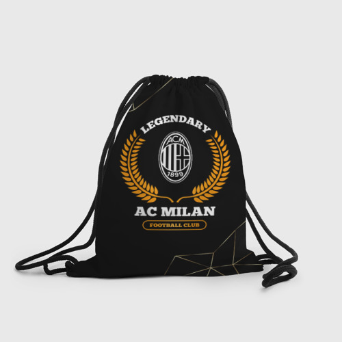 Рюкзак-мешок 3D Лого AC Milan и надпись legendary football club на темном фоне