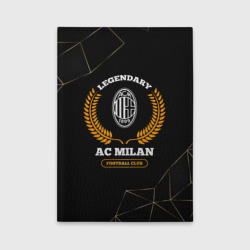 Обложка для автодокументов Лого AC Milan и надпись legendary football club на темном фоне