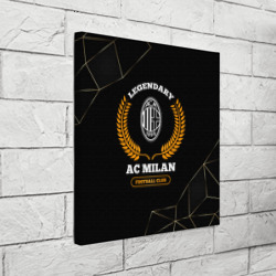 Холст квадратный Лого AC Milan и надпись legendary football club на темном фоне - фото 2