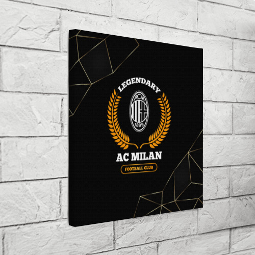 Холст квадратный Лого AC Milan и надпись legendary football club на темном фоне, цвет 3D печать - фото 3