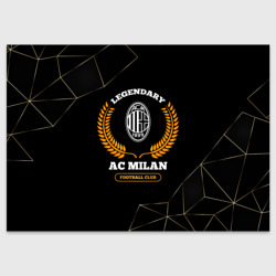 Поздравительная открытка Лого AC Milan и надпись legendary football club на темном фоне