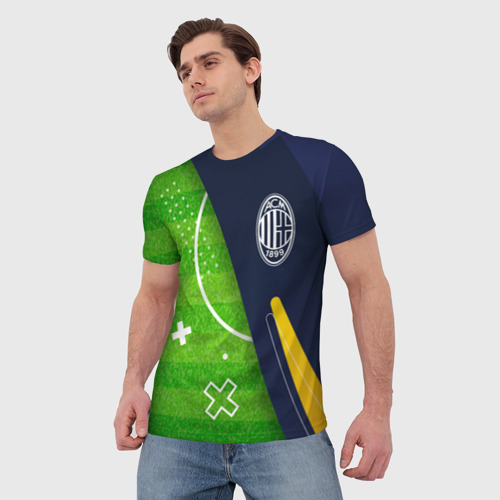 Мужская футболка 3D с принтом AC Milan football field, фото на моделе #1