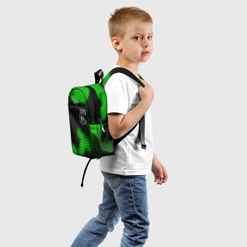 Детский рюкзак 3D с принтом Lyon sport halftone, вид сзади #1