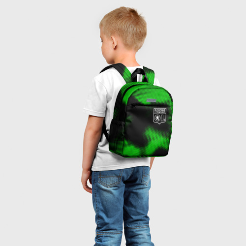 Детский рюкзак 3D с принтом Lyon sport halftone, фото на моделе #1