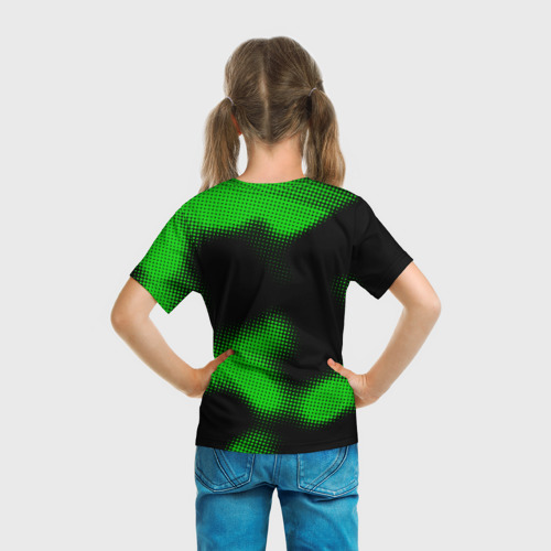 Детская футболка 3D с принтом Lyon sport halftone, вид сзади #2