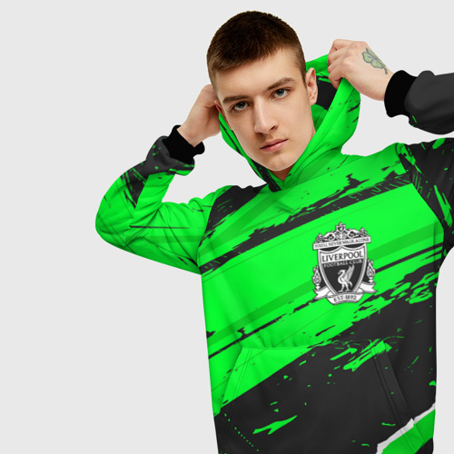 Мужская толстовка 3D Liverpool sport green, цвет черный - фото 5