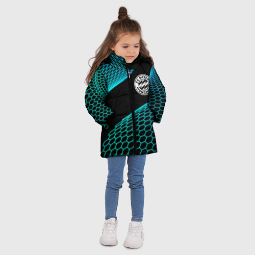 Зимняя куртка для девочек 3D с принтом Bayern football net, вид сбоку #3