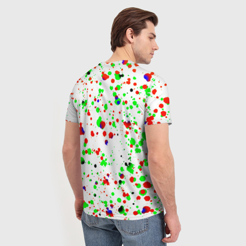 Мужская футболка 3D с принтом Razer краски абстрактные, вид сзади #2