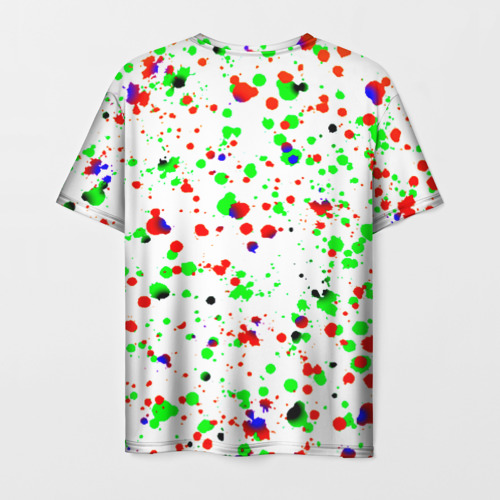 Мужская футболка 3D с принтом Razer краски абстрактные, вид сзади #1