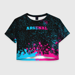 Женская футболка Crop-top 3D Arsenal - neon gradient посередине