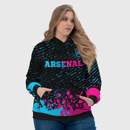 Женская толстовка 3D Arsenal - neon gradient посередине, цвет 3D печать - фото 6