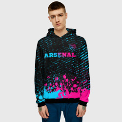 Мужская толстовка 3D Arsenal - neon gradient посередине - фото 2