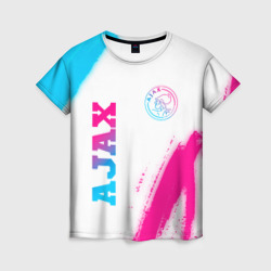 Женская футболка 3D Ajax neon gradient style вертикально