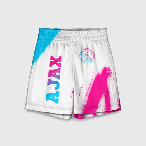 Детские спортивные шорты 3D Ajax neon gradient style вертикально, цвет 3D печать