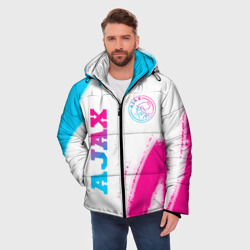 Мужская зимняя куртка 3D Ajax neon gradient style вертикально - фото 2